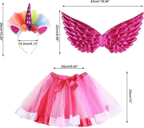 Vista 2 de Baby Girls Fairy Costume Fancy Dress Up Tulle Tutu Skirt Set for 3-8 Years Girls