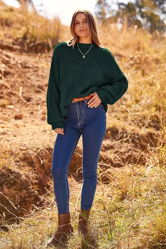 Vista 8 de PRETTYGARDEN Suéteres de otoño de gran tamaño para mujer, estilo casual, cuello redondo, manga larga, tejido trenzado grueso, blusa