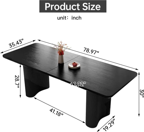 Vista 10 de Mesa de comedor de 63.14 pulgadas, mesa de cocina rectangular moderna, mesa de comedor para el hogar para cocina, bar, sala de estar, espacio Blanco