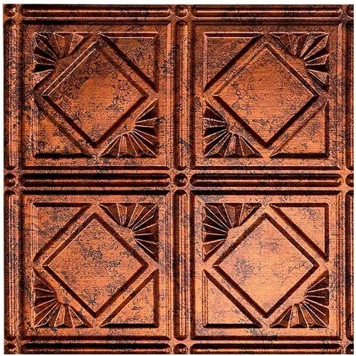 Vista 6 de FASÄDE Panel de techo decorativo de vinilo decorativo de estilo tradicional / patrón 4 de 2 x 4 pies en bronce bermudas (paquete de 5)