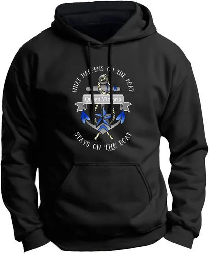 Vista 2 de Sudadera con capucha personalizada What Happens On The Boat de manga larga con cordón