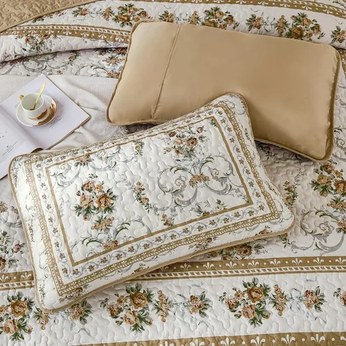 Vista 7 de Anibedding Juego de Edredón Floral Tamaño Queen, Edredones Colcha con Patrón de Flores Marrones Retro, Cubierta de Cama Ligera de Microfibra Suave