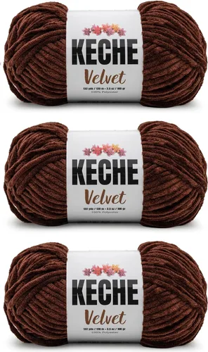 Vista 75 de Keche Hilo para ganchillo, hilo de terciopelo, chenilla suave, manta de bebé voluminosa amigurumi Yarn 3.53 oz (132 yardas) - Arona