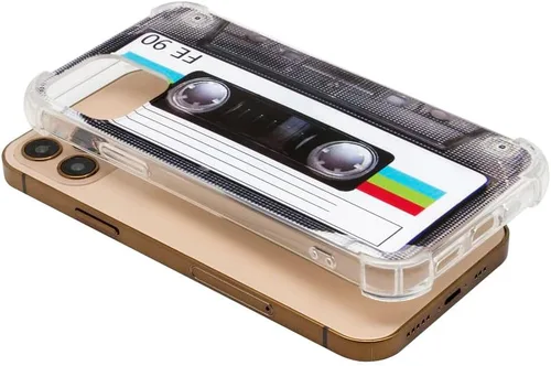 Vista 5 de FAteamll Funda para teléfono con acabado mate, carcasa trasera suave resistente con esquinas reforzadas, TPU suave, carcasa de cinta de casete retro