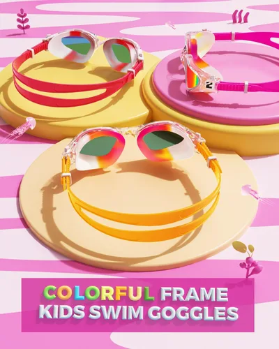 Vista 2 de ZIONOR G1MINI MIX - Gafas de natación para niños, con bloques de color, polarizados, sin fugas, antiniebla, para niños (3-14)