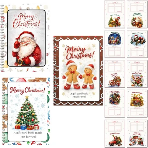 Vista 15 de Christmas Gift Card Book Spiral Bound Holder, 10 Pages，3PCS-A