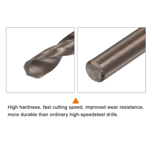Vista 4 de HARFINGTON 12 brocas de cobalto, 0.083 in M35 de acero de alta velocidad métricas de vástago recto, brocas Jobber para metal duro, acero inoxidable