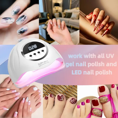 Vista 5 de Lámpara de uñas LED UV con 72 cuentas, lámparas de curado de uñas de 320 W para esmalte de gel con sensor automático/4 ajustes de temporizador