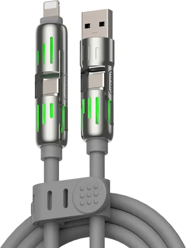 Vista 18 de MFish Cable de carga USB 4 en 1 con funda de transporte, cable de carga rápida de 240 W, USB-A y USB-C dual a USB-C/Lightning, para iPhone Negro