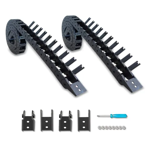 Vista 7 de 2 cables de cadena de arrastre de 39.4 pulgadas, cadena de cable R15 para fresadora CNC e impresora 3D, 2 pares adicionales de conectores finales, 1