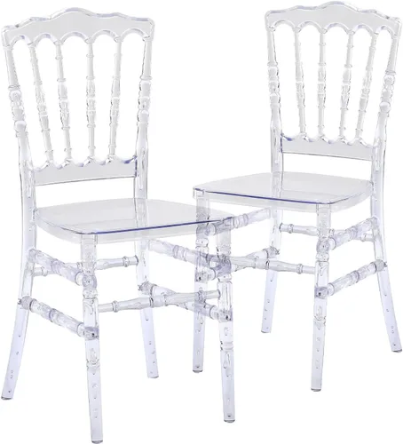 Vista 7 de KAIHAOWIN Chiavari - Silla de comedor de acrílico transparente Morden para eventos, bodas, fiestas, recepción, transparente