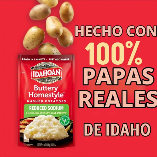 Vista 3 de Idahoan Puré de papas reducido en sodio, Buttery Homestyle, 4 onzas (paquete de 12)