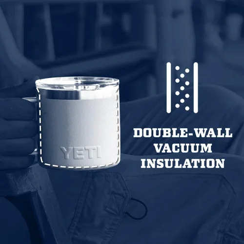 Vista 3 de Taza YETI Rambler de 14 onzas, de acero inoxidable, con aislamiento al vacío y tapa estándar Rojo ladrillo