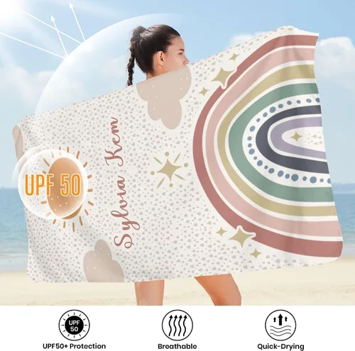 Vista 4 de Toallas de playa personalizadas para niños y adultos, toalla de microfibra personalizada con nombres, secado rápido para piscina y baño, 31 x 71