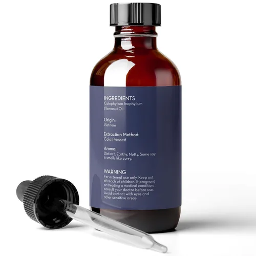 Vista 6 de Pure Body Naturals Aceite de tamanu prensado en frío, 4 onzas líquidas, calma la piel irritada, hidrata la piel seca y escamosa