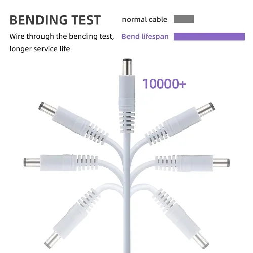 Vista 4 de Cable de extensión de alimentación de 60 pies, 0.217 in x 0.083 in, cable de enchufe macho a hembra de 12 voltios para cámaras de seguridad IP CCTV