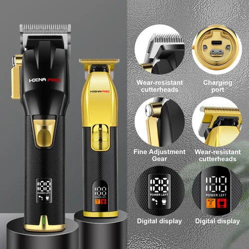 Vista 6 de HIENA PRO Juego de cortapelos profesional para hombres, kit de peluquería inalámbrico para corte de pelo, juego de cortadoras y recortadoras, kit