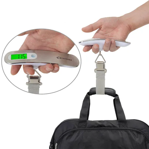 Vista 3 de MYCARBON Báscula digital para equipaje, báscula colgante de alta precisión de 110 lb50 kg con pantalla retroiluminada, perfecta para viajes y hogar