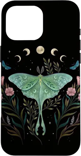 Vista 18 de Funda estética Witchy Luna Moth Flower Floral Moon Phases para iPhone 12 mini