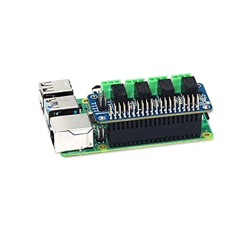 Vista 2 de Relé 4 Zero 3V 4 Channel Relay Shield para Raspberry Pi, Relé HAT Expansión Relay Board para Raspberry Pi 4B/3B+/3B/2B/B+/A+/Zero y Zero W Módulo