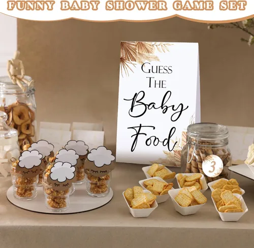 Vista 5 de Jutom Juego de 67 piezas para baby shower, Boho Guess The Baby Food Game