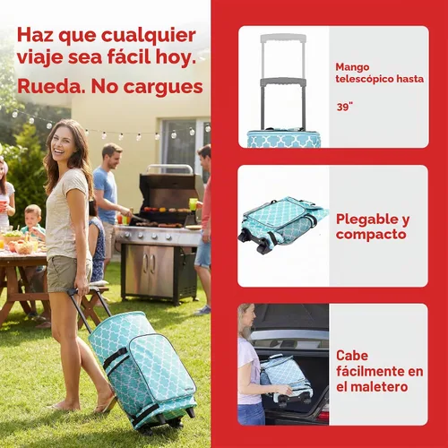 Vista 3 de dbest products - Nevera tipo carrito inteligente ultra compacta extendida, con aislamiento, con plataforma trasera, plegable, para barbacoa, playa