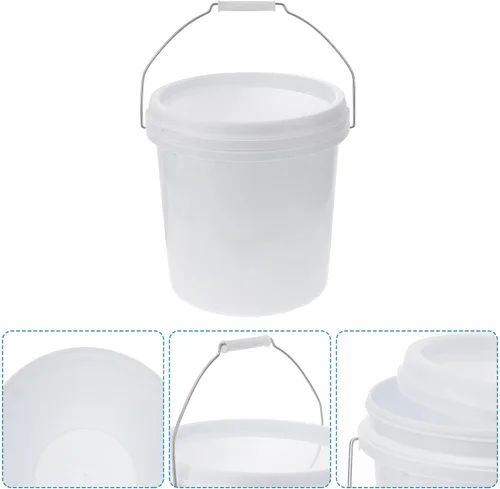 Vista 7 de Homoyoyo Cubo de agua de plástico blanco Mango portátil para uso doméstico Almacenamiento para actividades al aire libre y tareas domésticas