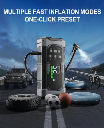 Vista 3 de Arrancador integral de 9000 A con compresor de aire/desinflador de 150 PSI, amplificador portátil de 12 V para automóvil