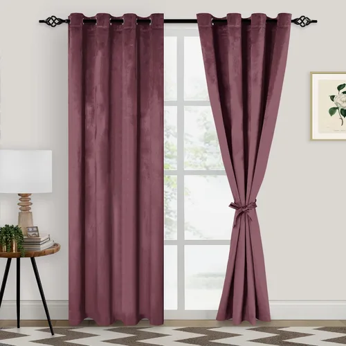 Vista 67 de XWZO Cortinas de terciopelo azul de 63 pulgadas de largo, elegantes cortinas de lujo suaves para sala de estar, aislamiento térmico, oscurecimiento