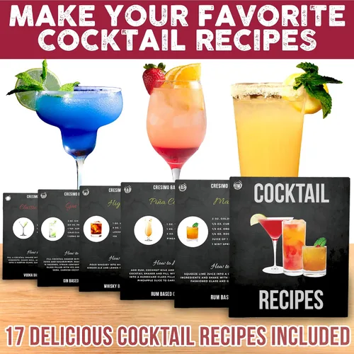 Vista 7 de Vaso medidor de acero inoxidable coctelera para Martini Cresimo, 24 onzas y con libro virtual de recetas para cóctel (4 piezas).