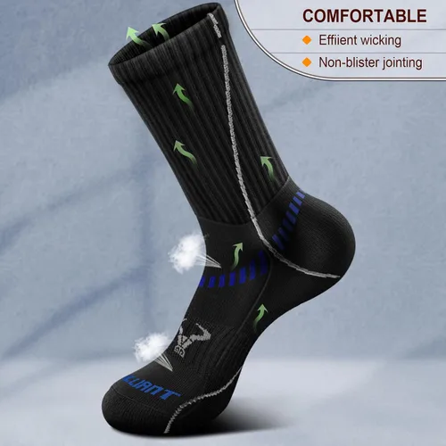 Vista 5 de BULLIANT Calcetines deportivos para hombre, 6 pares, calcetines atléticos acolchados para hombres al aire libre para correr, soporte de compresión