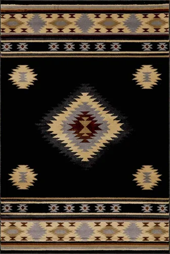 Vista 18 de Hoylake Southwestern - tapete estilo tribal, azteca, indio americano e indie, felpudo, pequeño, marrón, gris, negro, 1 pie y 10 pulgadas por 2 pies
