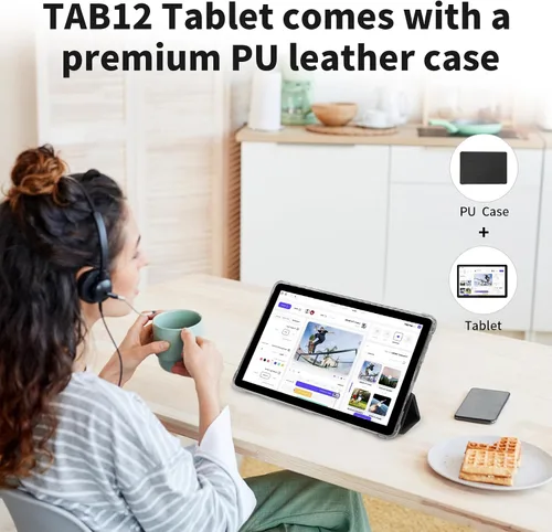 Vista 7 de PRITOM TAB12 Tabletas de teléfono de 10 pulgadas Android 14, WiFi de 5 GHz, Octa-Core, tableta con funda, 128 GB, tableta de red 4G con ranura