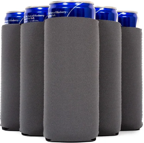 Vista 24 de QualityPerfection Fundas delgadas para enfriar latas, cerveza/energía (paquete de 6) para bebidas en blanco, 12 onzas, alta calidad, 0.157 in