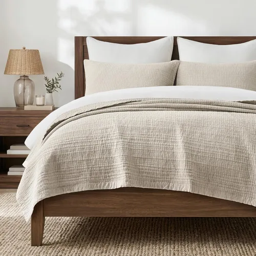 Vista 13 de EverGrace Stonewashed Textured Cotton Quilt Set, Queen Size, Basil Green