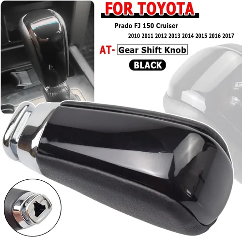 Vista 4 de para Toyota Prado FJ 150 Cruiser 2010 2011 2012 2013 2014 2015 2016 2017 de cuero transmisión automática perilla de cambio (negro)