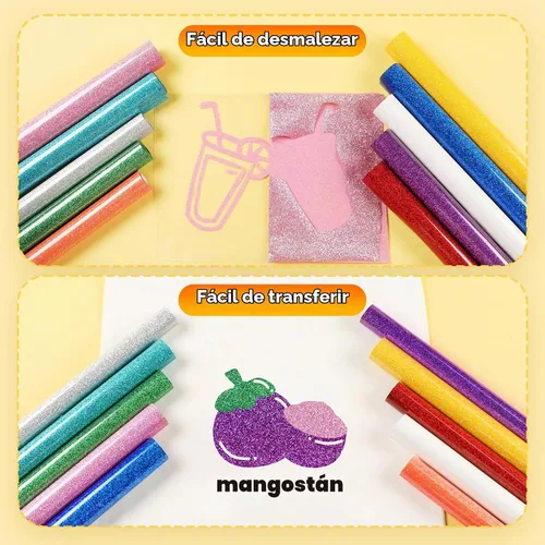Vista 5 de HTVRONT Glitter HTV Heat Transfer Vinyl Bundle, 20 Pack 10" x 3FT