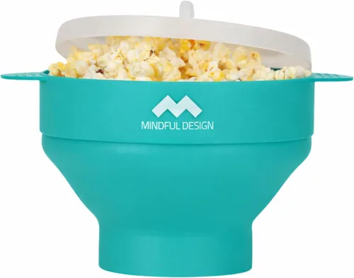 Vista 7 de El original Mindful Design - Palomitero plegable para microondas, recipiente de silicona, sin BPA y apto para lavavajillas (Negro)