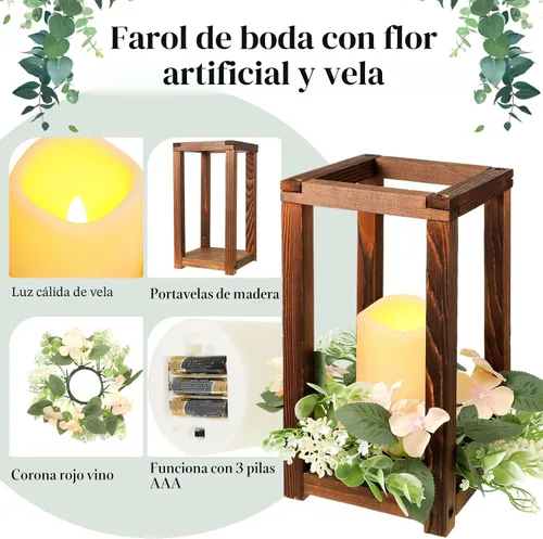 Vista 5 de Hushee Juego de 30 velas de madera para centros de mesa de boda, color Marrón