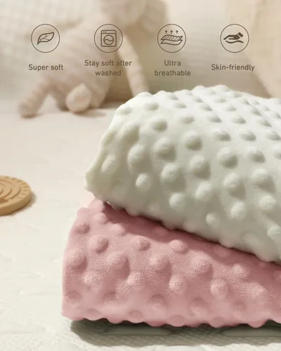 Vista 2 de Babebay Funda para cambiador, fundas de felpa ultra suaves de lunares minky para cambiadores para bebés, niños y niñas, transpirable, paquete de 2
