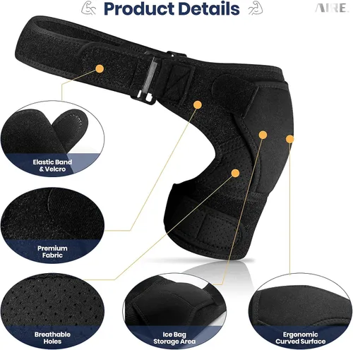Vista 6 de Soporte de hombro para recuperación de hombres y mujeres, soporte de hombro ajustable para manguito rotador, alivio del dolor en las articulaciones