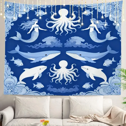 Vista 34 de Shrahala Peaceful Retreat Charming Abode Tapestry, Verdant Landscape Water Wall Hanging Hd Print Polyester Backdrop For Dorm Room Bedroom 30 X 40 In