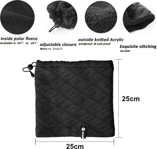 Vista 7 de Botack - Gorro de forro polar 3 en 1 para el cuello y el invierno