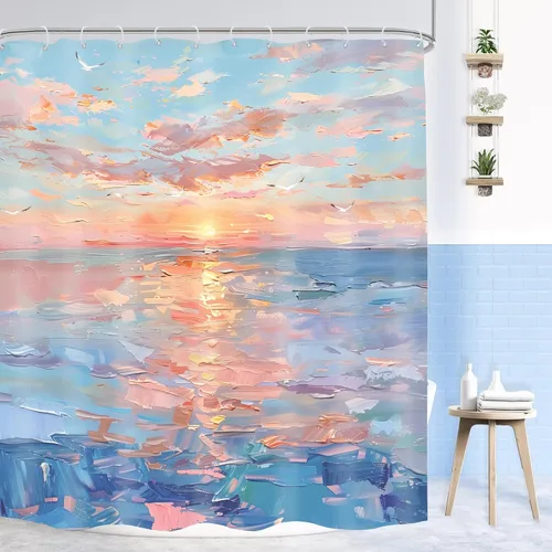 Vista 12 de Cortina de ducha para niños, océano, verano, linda ballena de dibujos animados, divertida decoración de baño para guardería, niños y niñas