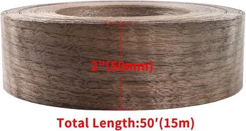 Vista 3 de MOLIGOU Rollo de chapa de madera de nogal, tiras de bandas de borde de madera contrachapada de 2 "× 50', ribete flexible de chapa con parte