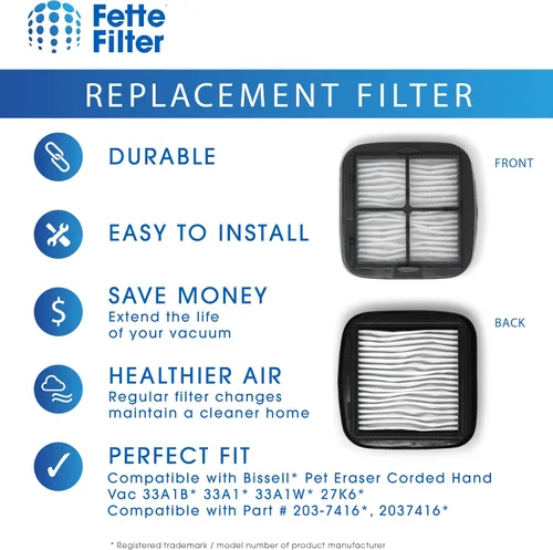 Vista 7 de Fette Filter - Filtro de vacío 97D5 compatible con aspiradora de mano Bissell Serie 33A1 35V4 47R5 Comparar con los números de pieza 2037416