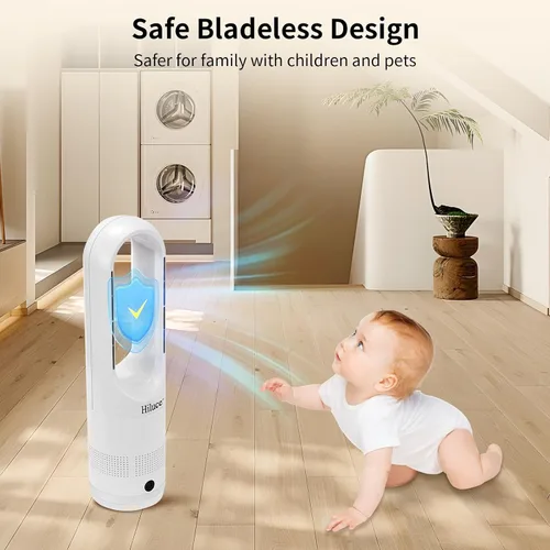 Vista 5 de Hiluce Ventilador sin aspas de 22" para dormitorio con control remoto