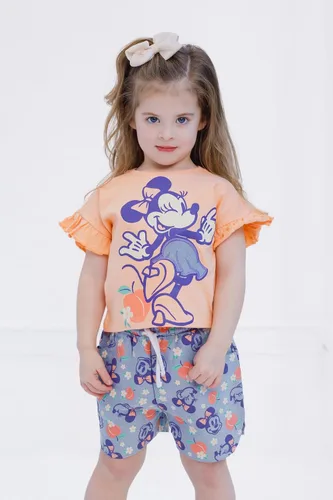 Vista 68 de Disney Minnie Mouse - Conjunto de camiseta floral arcoíris y pantalones cortos de cambray, tallas de bebé a niño grande (12 meses - 14-16)