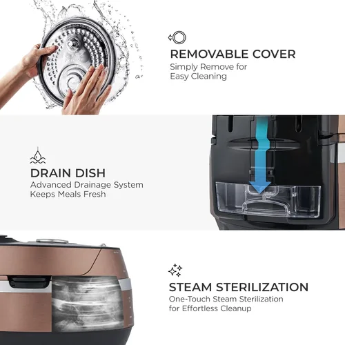 Vista 8 de CUCKOO Arrocera de alta presión de 6 tazas (sin cocinar) / 12 tazas (cocidas) con tecnología de calentamiento por inducción, arrocera versátil