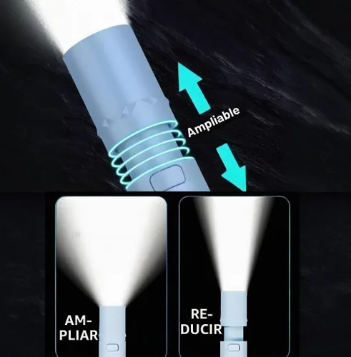 Vista 4 de Paquete de 5 mini linternas LED pequeñas, luces de flash recargables USB C, linternas ultraligeras con zoom para el hogar, emergencia, camping